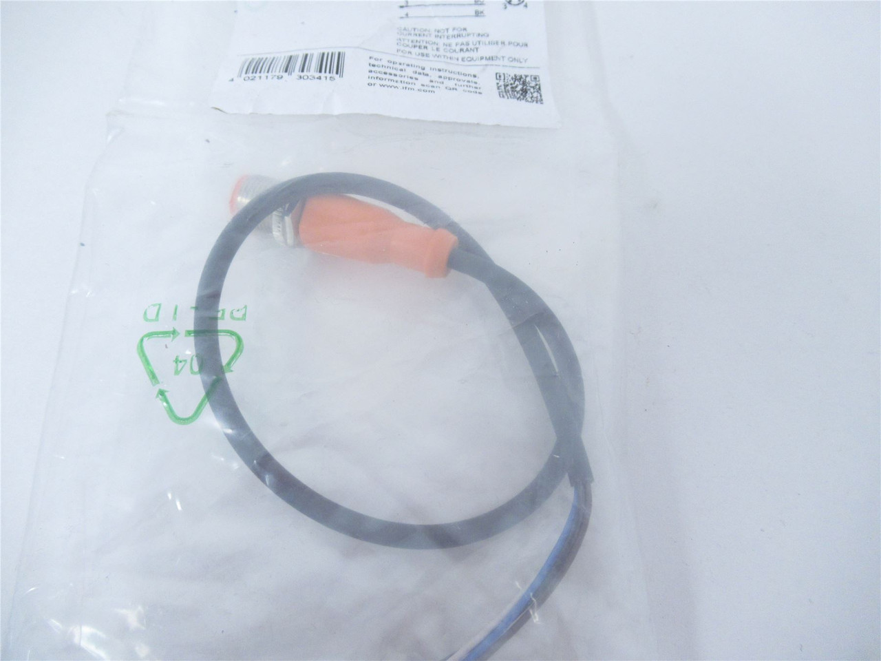 IFM Efector EVC112; Cordset Male; Straight; 4 wire; 0.3m