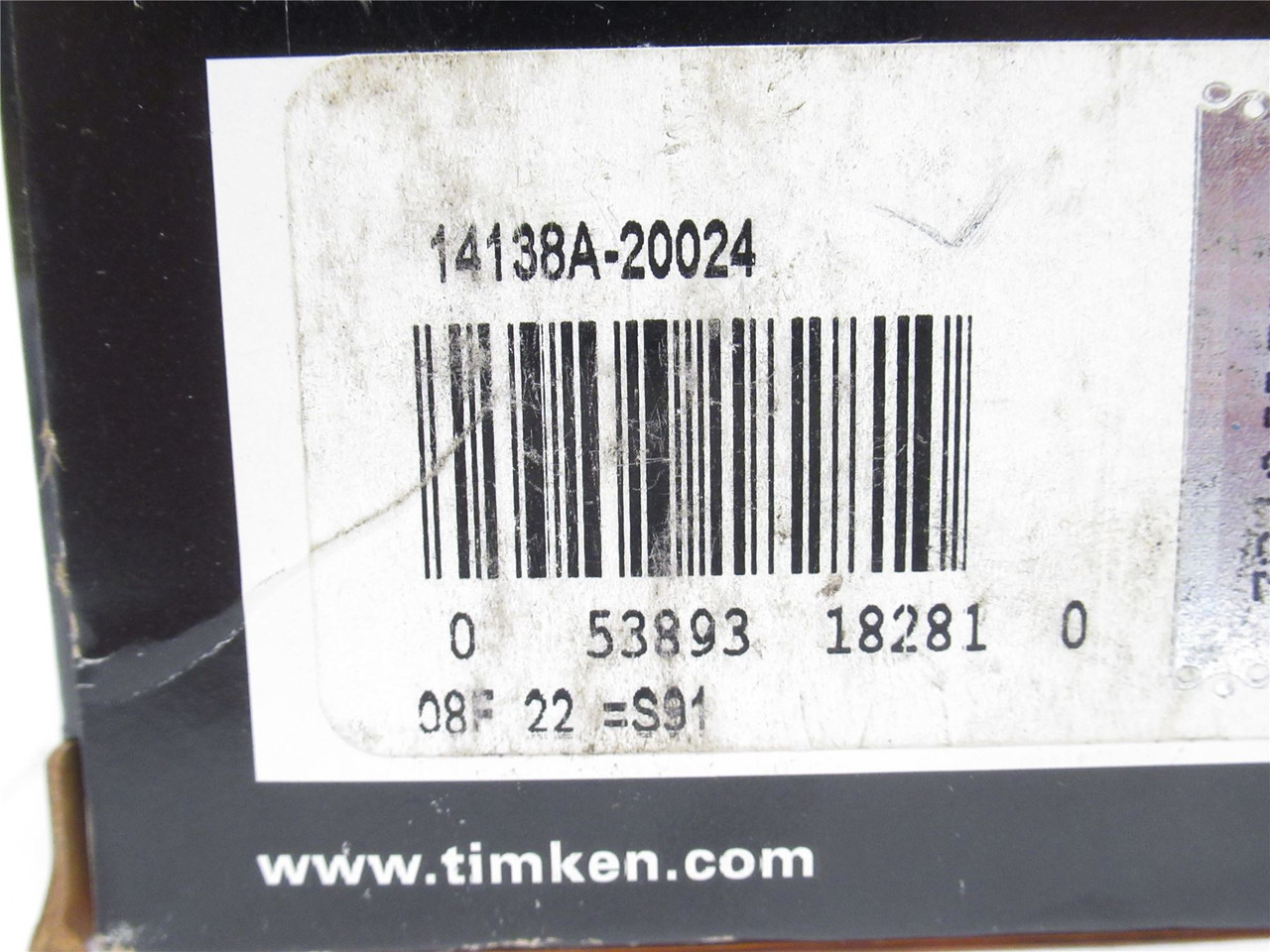 Timken 14138A-20024; Tapered Roller Bearing Cone; 1-3/8"ID