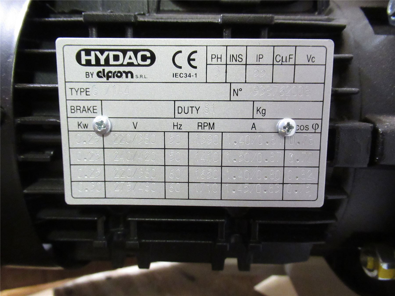Hydac SC1S1.5B; Oil Cooler 230/460VAC; 266Deg Fahrenheit