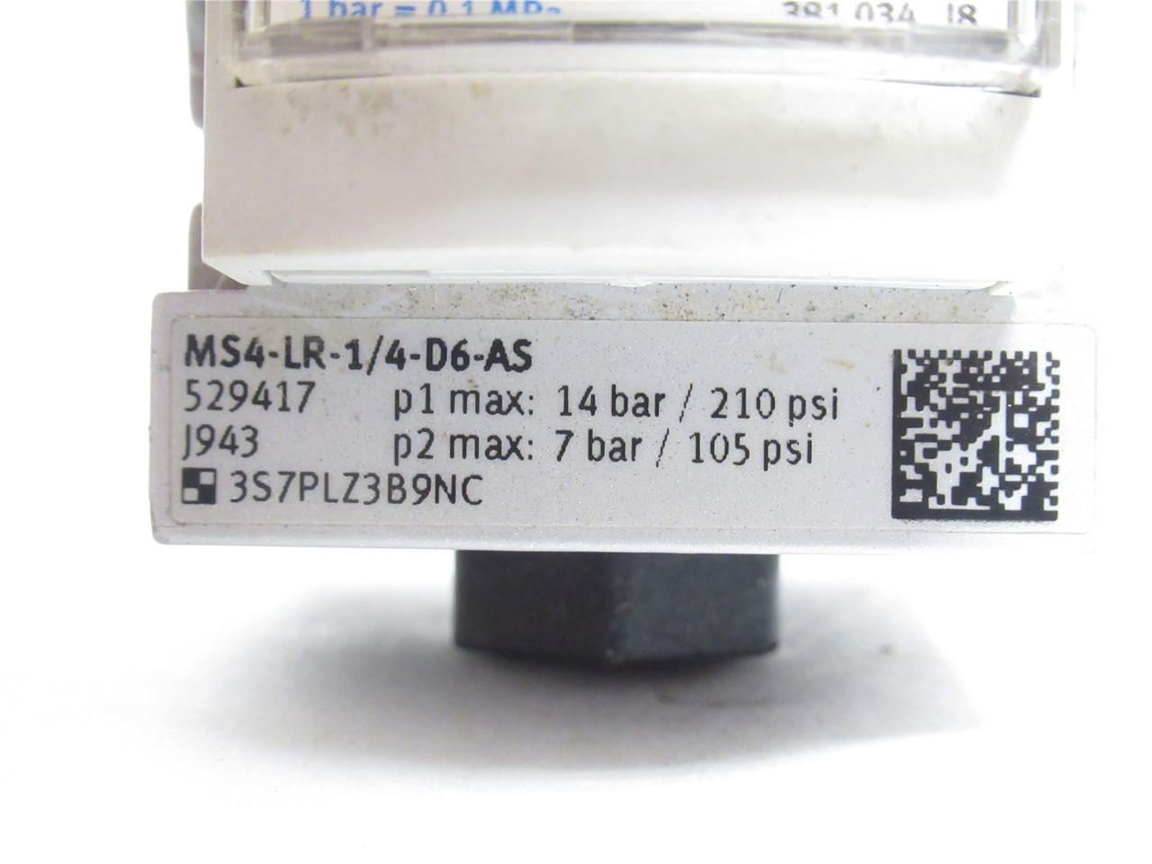 Festo MS4-LR-1/4-D6-AS; Pressure Regulator 529417; 210PSI