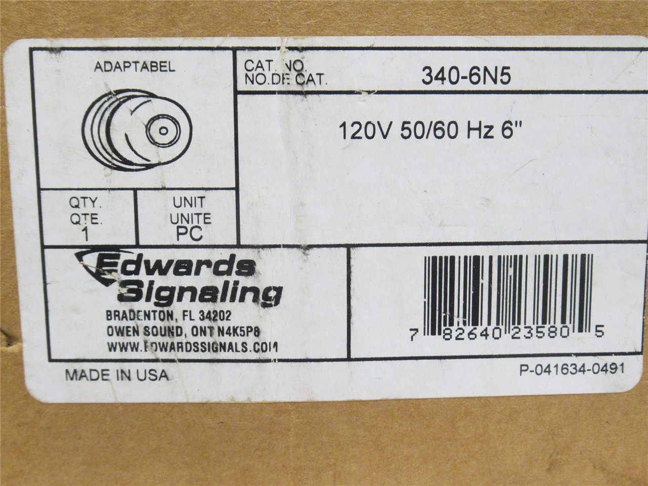 Edwards 340-6N5; Vibrating Bell; Size: 6"; 120VAC; 102/92dB