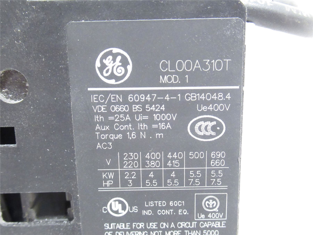 GE LAR00AJ; Reversing Contactor 10A; 3P; 600V; Coil 110/120VAC