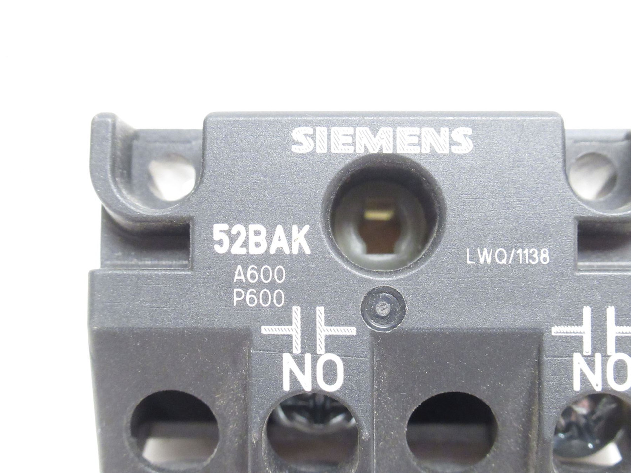 Siemens 52BAK; Momentary Contact Block; 10A; 600VAC; 1-NO