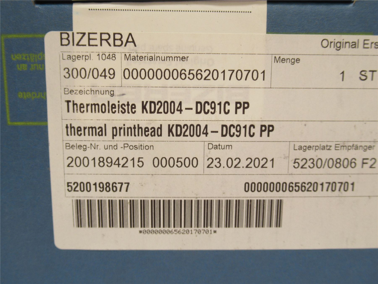 Bizerba KD2004-DC91C; Thermal Printhead; 104mm