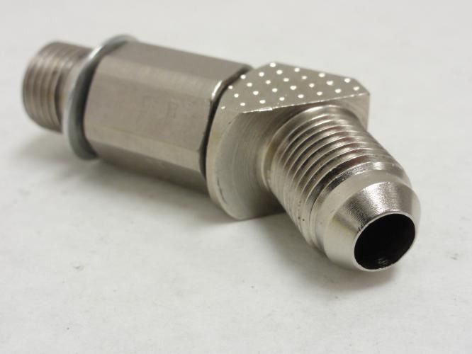 MFG- 6 V5OX-SS; SS Hydr. Adaptor Elbow 45Deg 3/8 JIC x 3/8 Boss