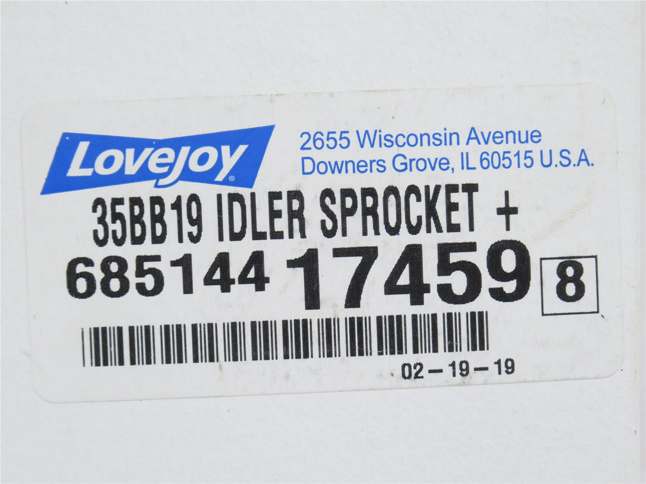 Lovejoy 35BB19; Idler Sprocket; #35; 19 Teeth; 1/2"ID