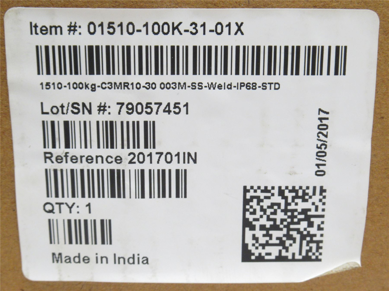 Huntleigh 01510-100K-31-01X; Compression Load Cell; 100kg; SS