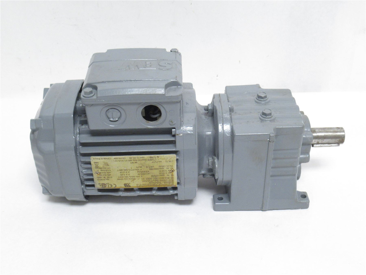 SEW R07DRN63M4/TH/DH; AC Gearmotor 0.18kW; 16.7:1 Ratio; 480V
