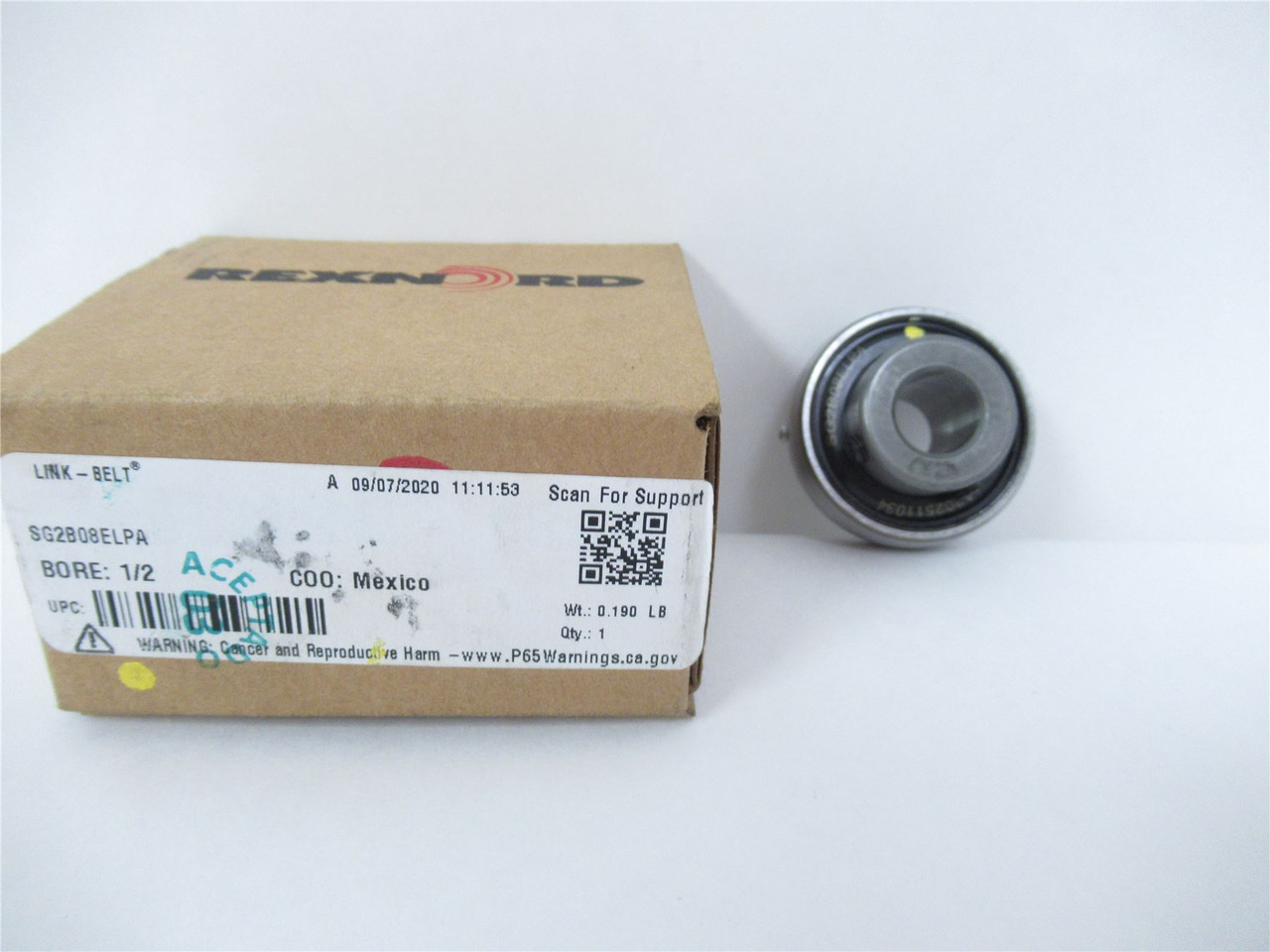 Rexnord SG2B08ELPA; Insert Bearing 1/2"ID 1.5748"OD Set Screw