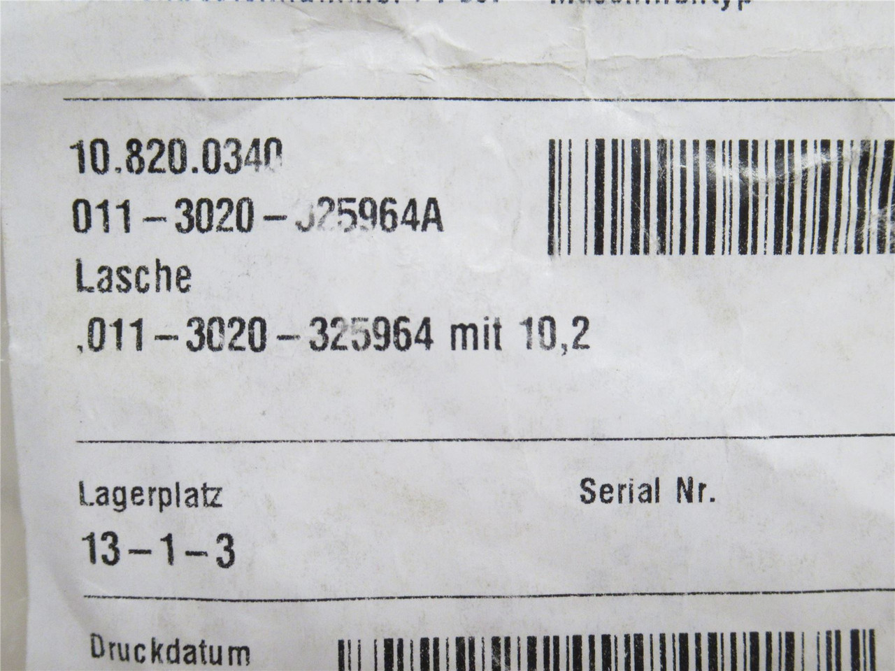 Multivac 10.820.0340; Tin Flap Lug; SS; 10.2mm Pilot Hole ID