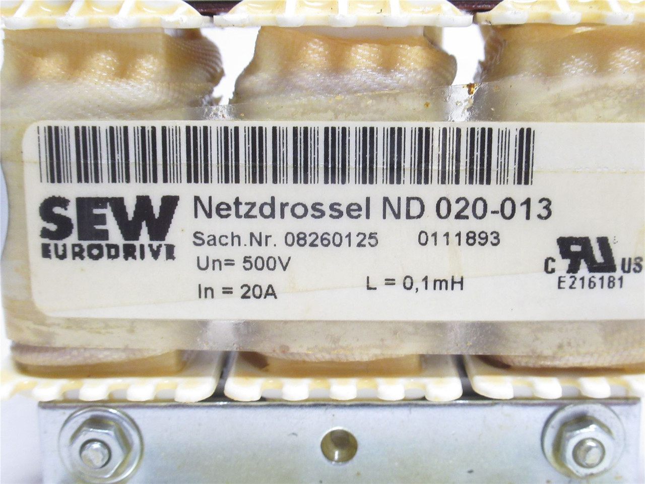 SEW ND-020-013; Line Reactor; 20A; 500VAC; 0.1MH