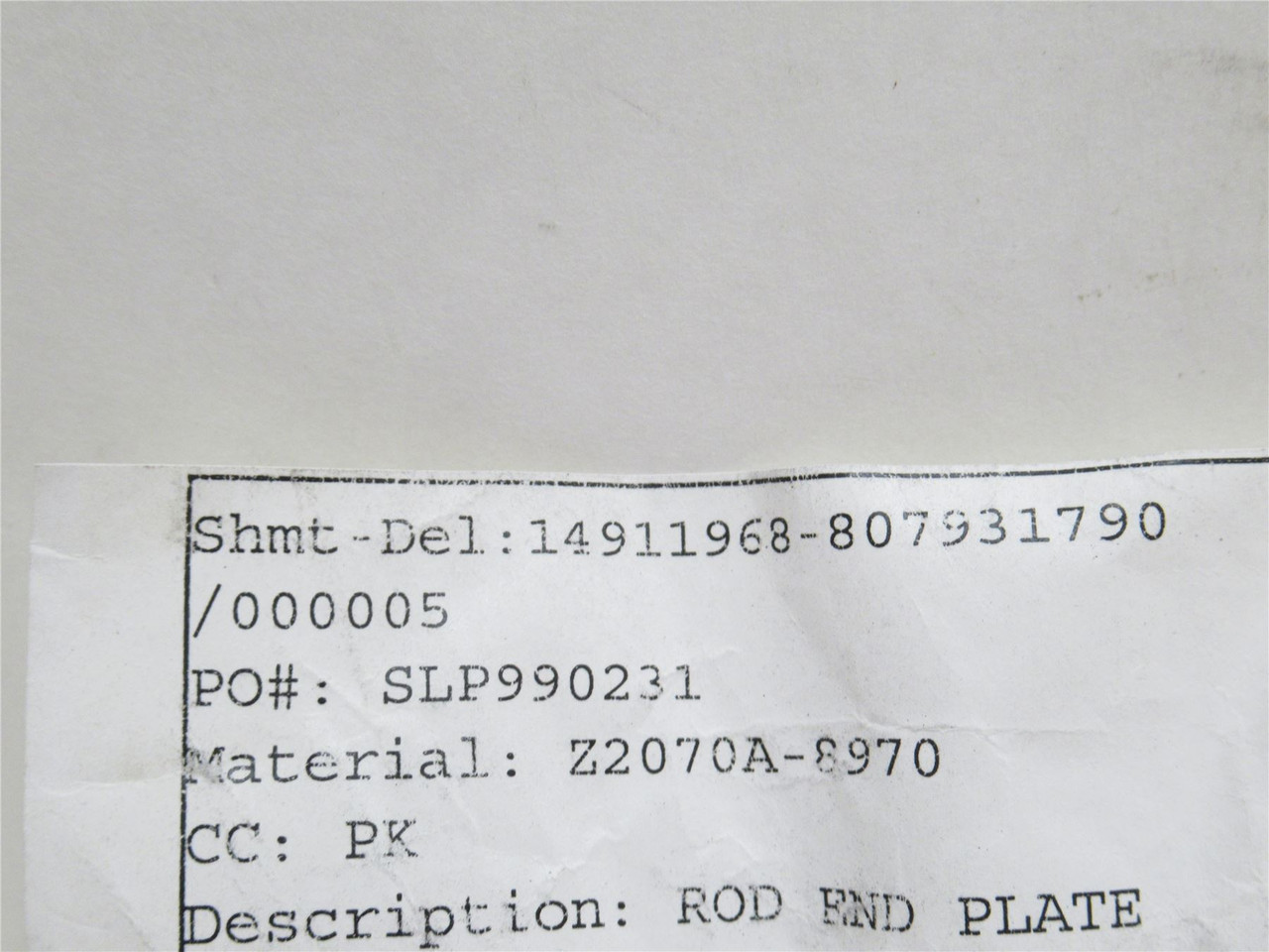 Cryovac Z2070A8970; Rod End Plate; SS; 6.5mmID x 20mmOD