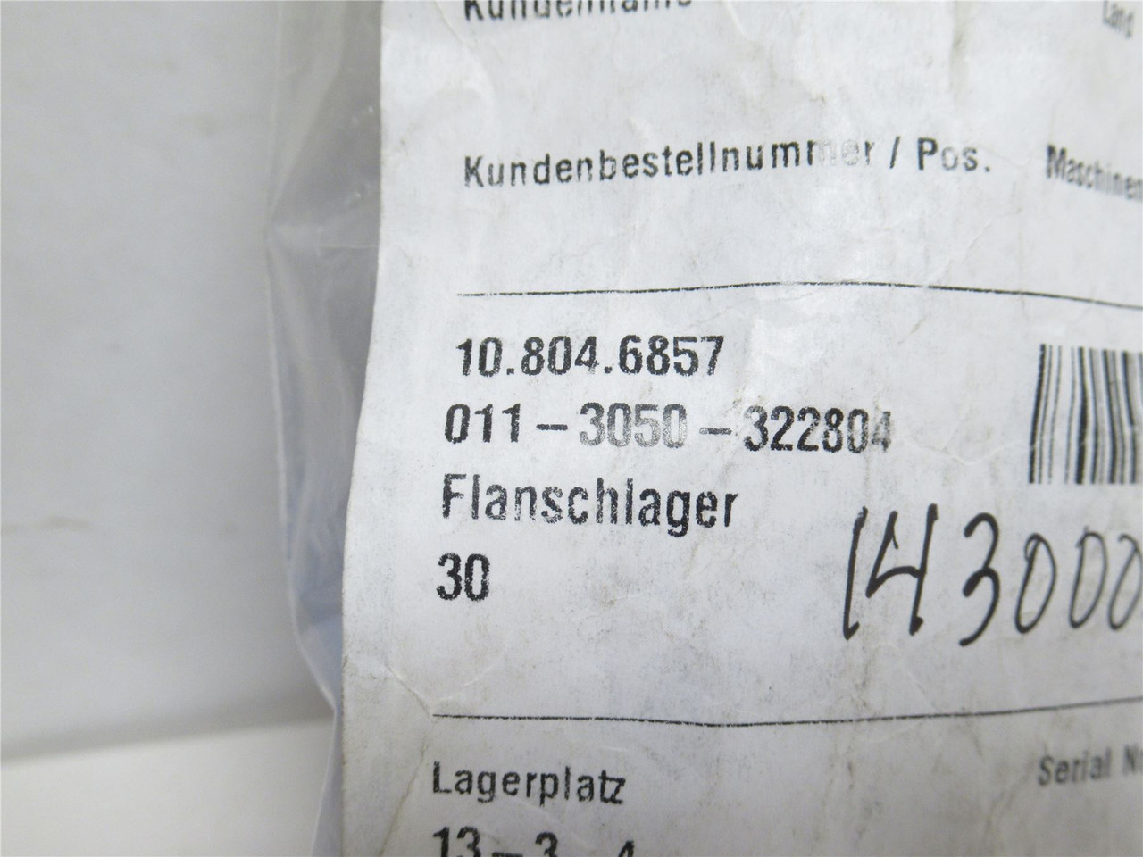 Multivac 10.804.6857; Flange Bearing; 30mmID; 2-Bolt