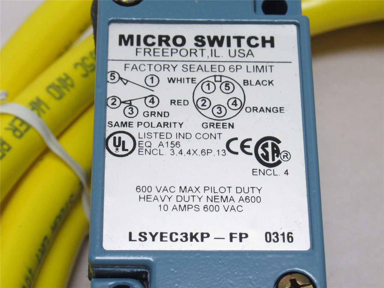 Micro-Switch LSYEC3KP-FP; Limit Switch; 10A; 600VAC/250VDC