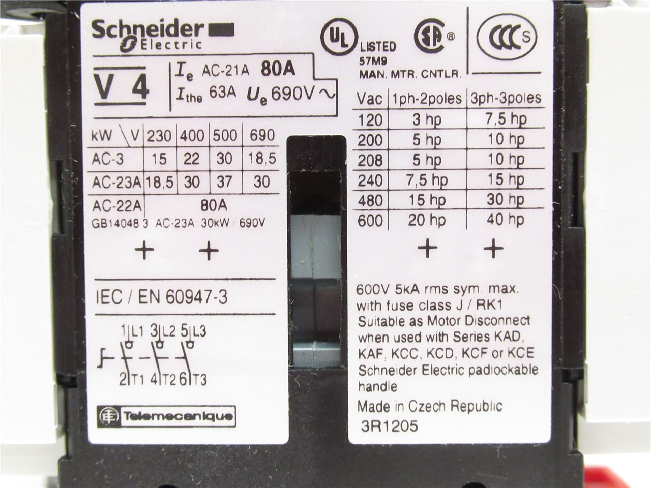 Eaton V4; Non-Fusible Load Break Switch;  63A;140HP; 240VAC