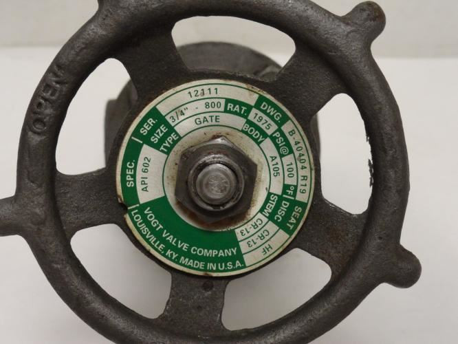 Vogt B-40404 R19; Bolted Bonnet 800 Gate Valve 3/4NPT