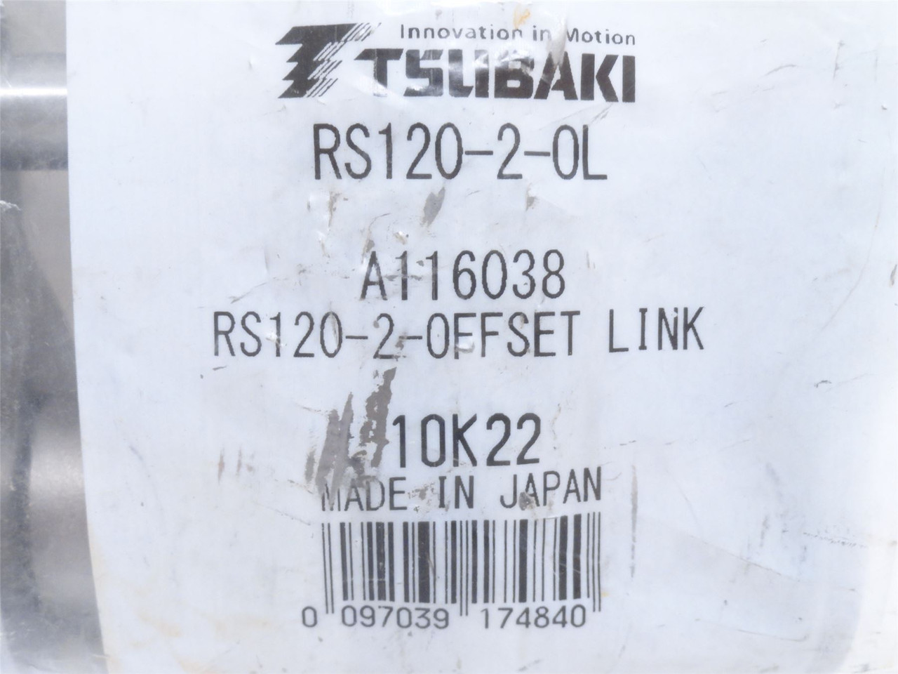 Tsubaki RS120-2-0L; Roller Chain Offset Link; #120; 2-Strand