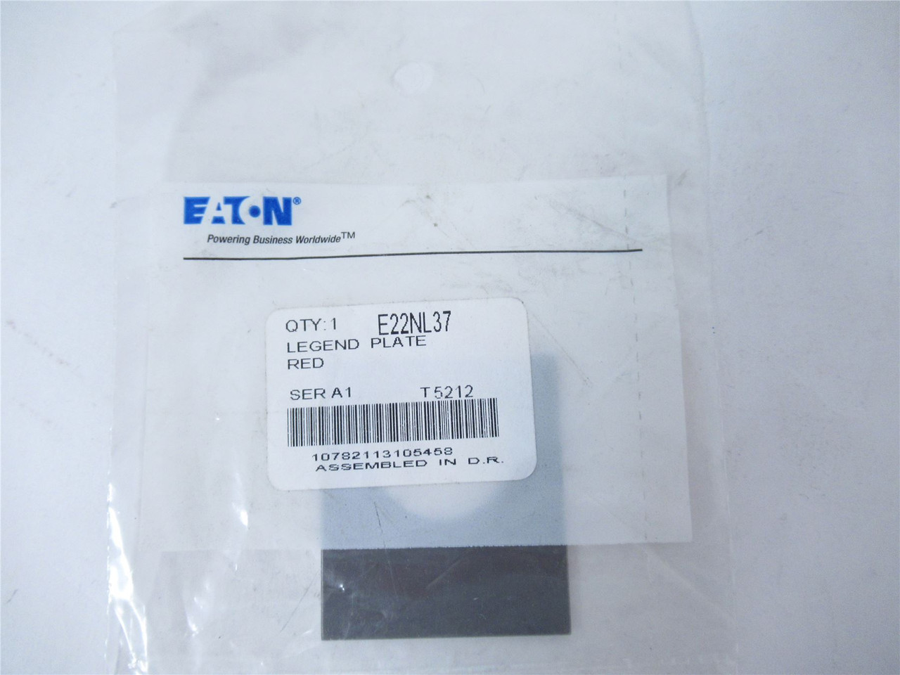Eaton E22NL37; Legend Plate - Blank; Red