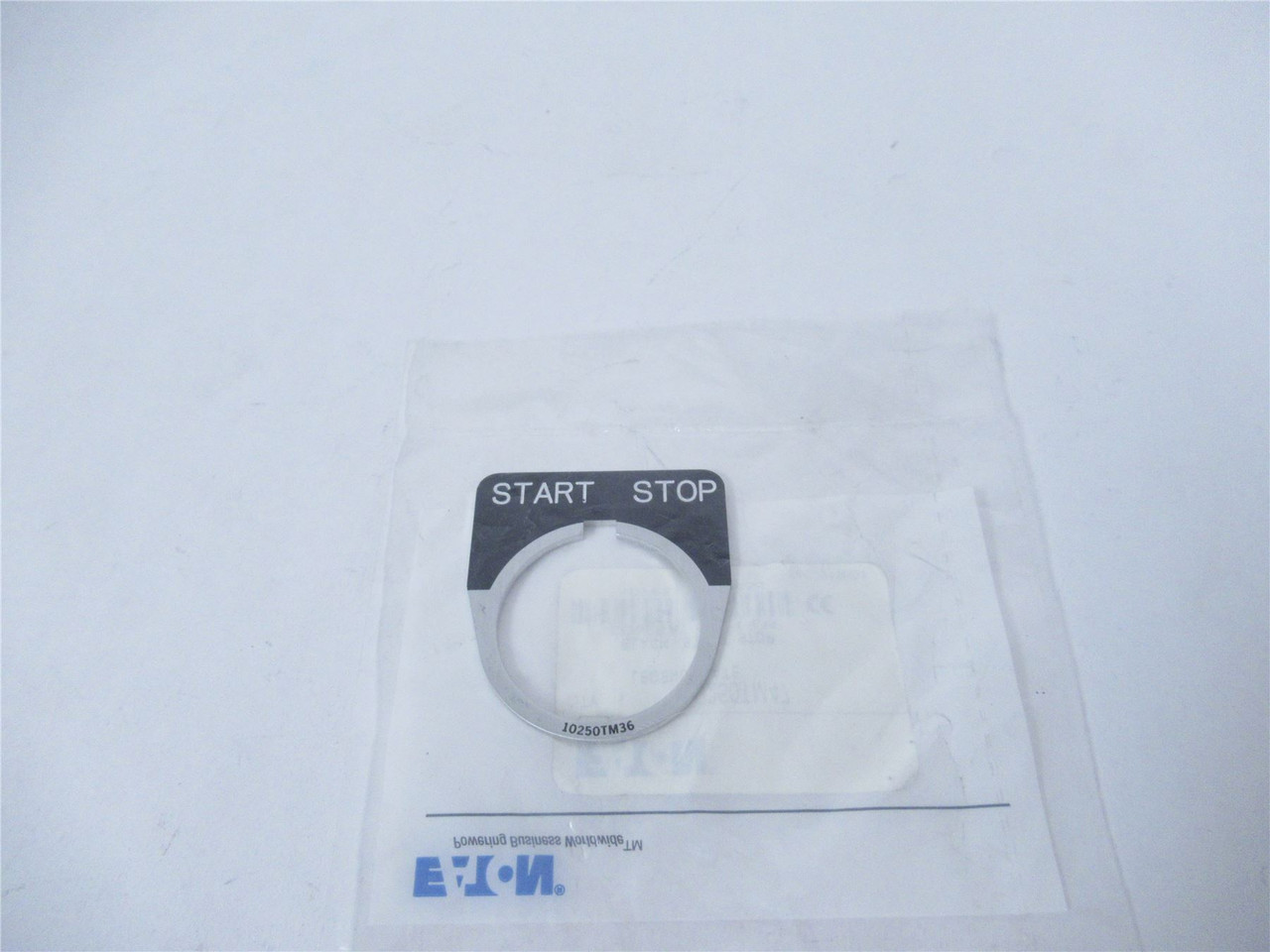 Eaton 10250TM47; Legend Plate - "Start Stop"; Black; White