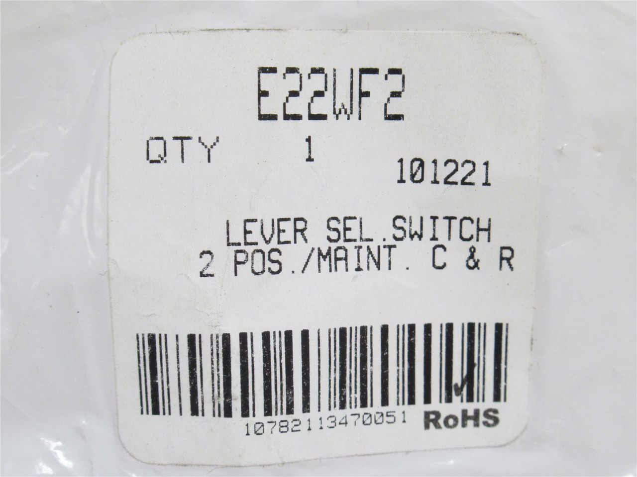 Eaton E22WF2; Illuminated Selector Switch; Red; 2-Position