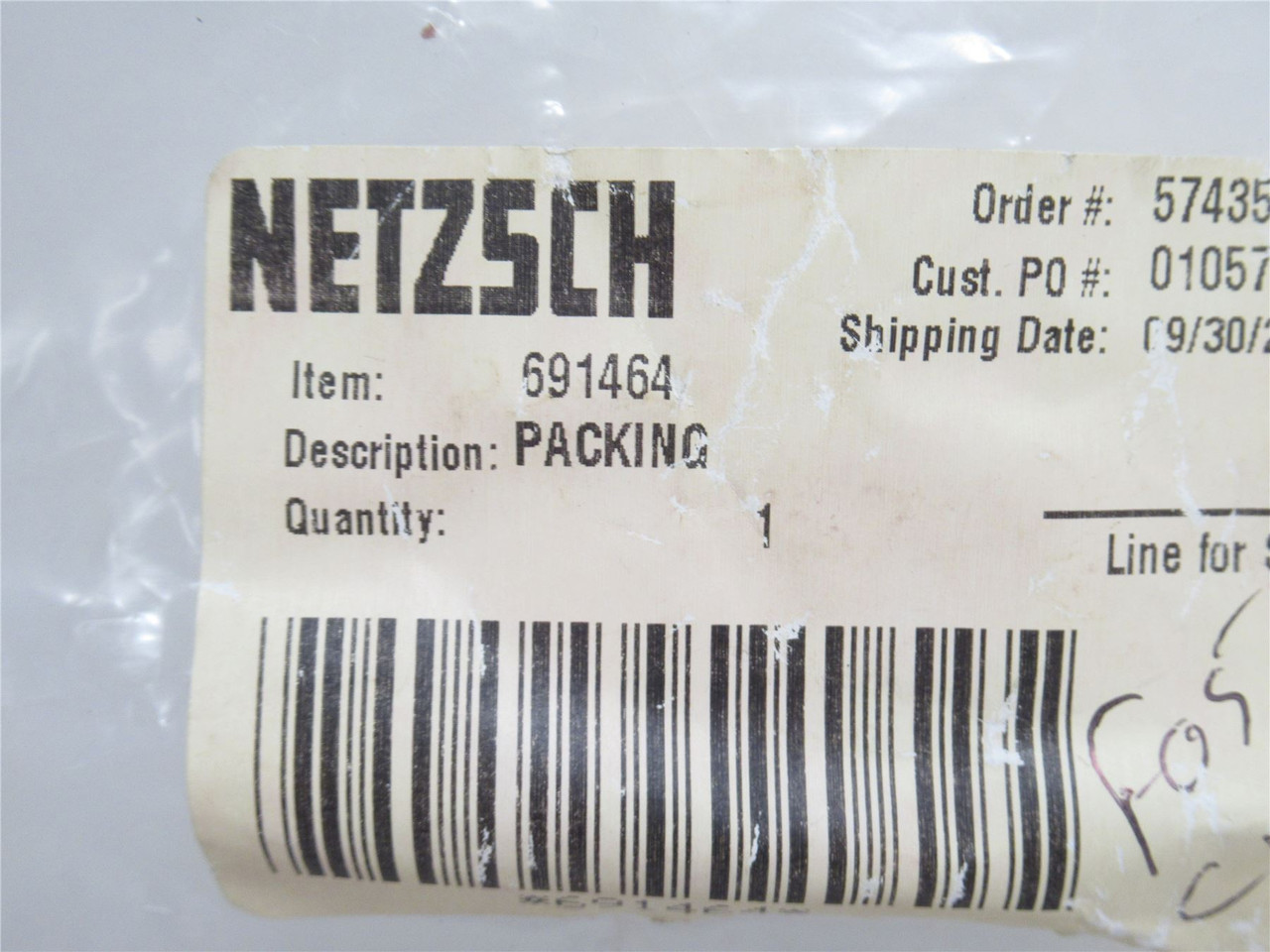Netsch 691464; Water Pump Packing ring/Seal