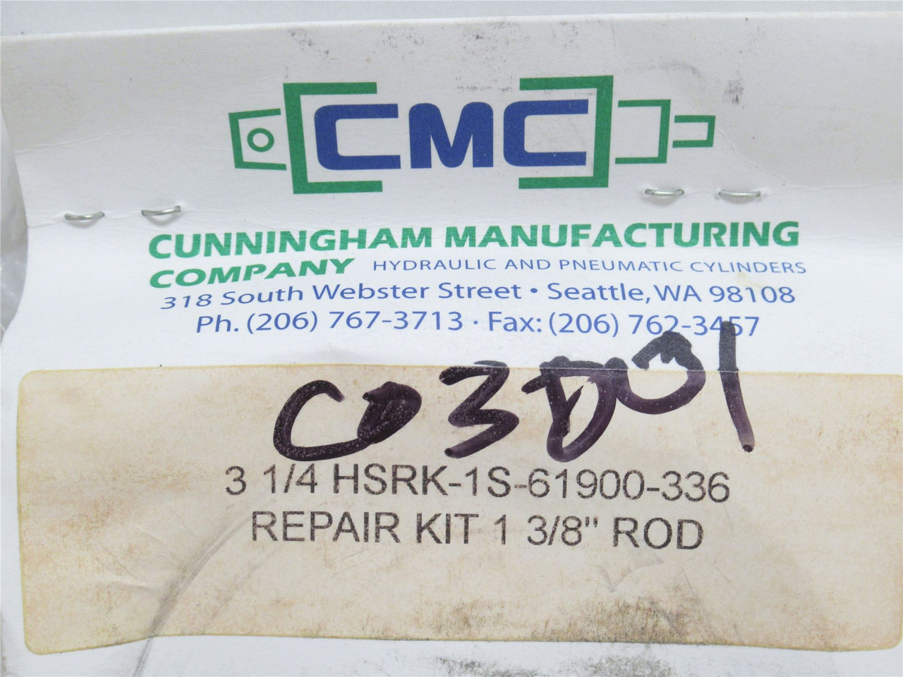 CMC HSRK-1S-61900-336; Repair Kit; 3-1/4"; W/Dual Rod Seals