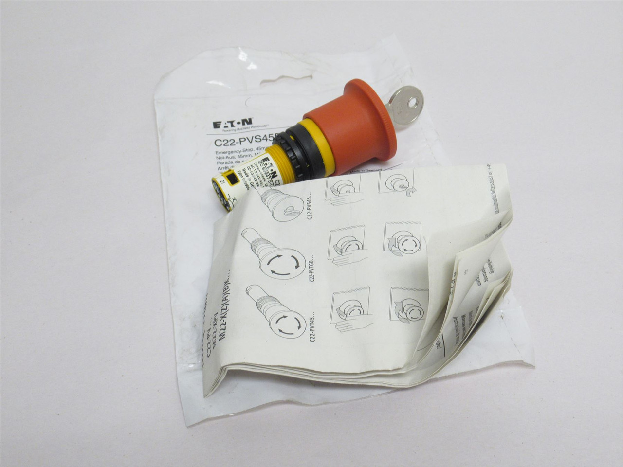 Eaton C22-PVS45P-MS6-K02; E-Stop Push Button; Red; 110/230VAC