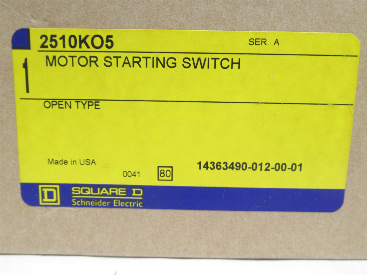 Square D 2510KO5; Manual Starter; 30A; 600VAC/230VDC; 2HP