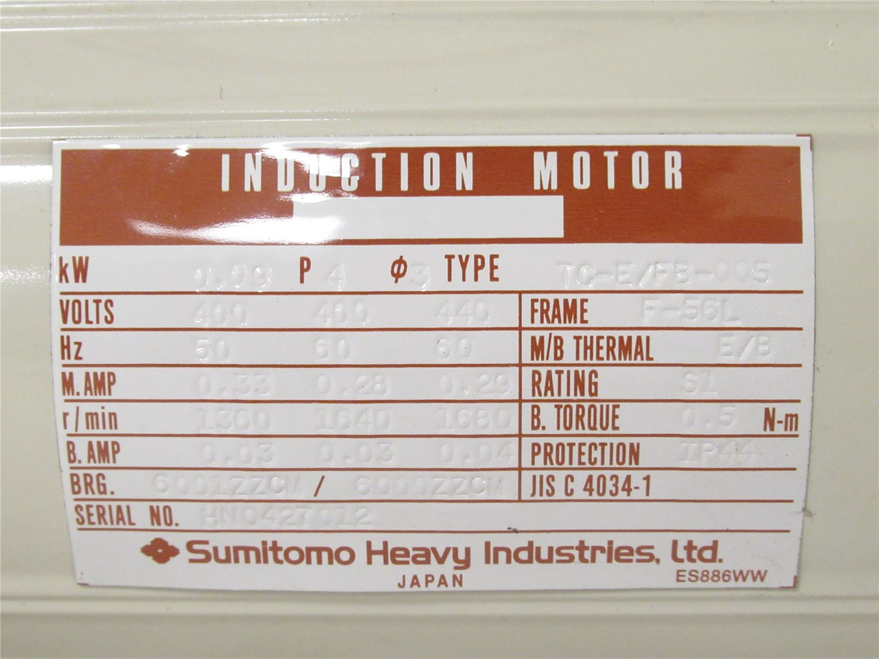 Sumitomo CNVM009-5067-B-29; Induction Motor; 29:1; 400V; 3Ph