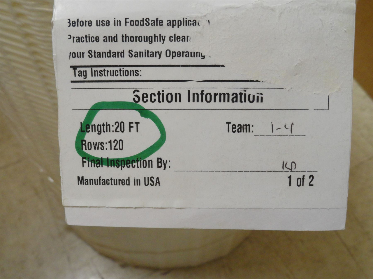 Intralox S400-20-20; Open Hinge Belting 19.9"Wide x  20' Long