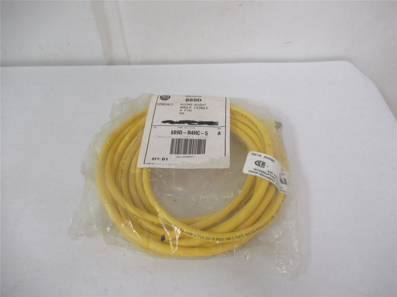 Allen-Bradley 889D-R4HC-5; Cordset Right Angle Female 5M