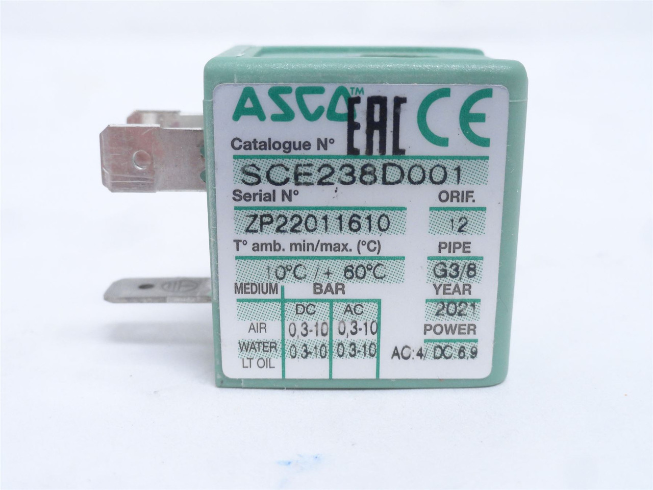 Asco SCE238D001; Solenoid 3/8NPT 24VAC Missing Red Clip