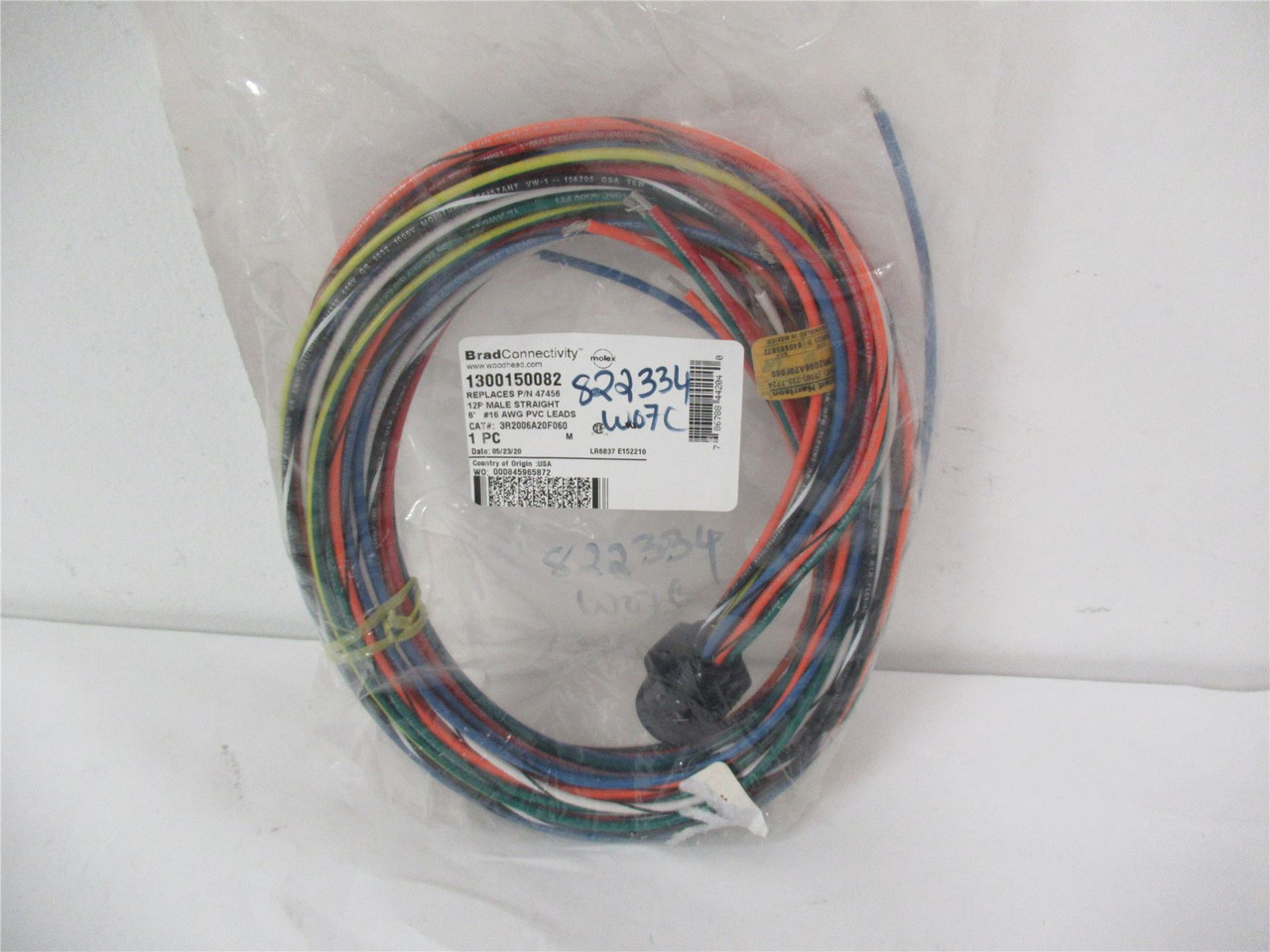 Molex 1300150082; Cable Circular 12POS Rcpt To Wire 6'