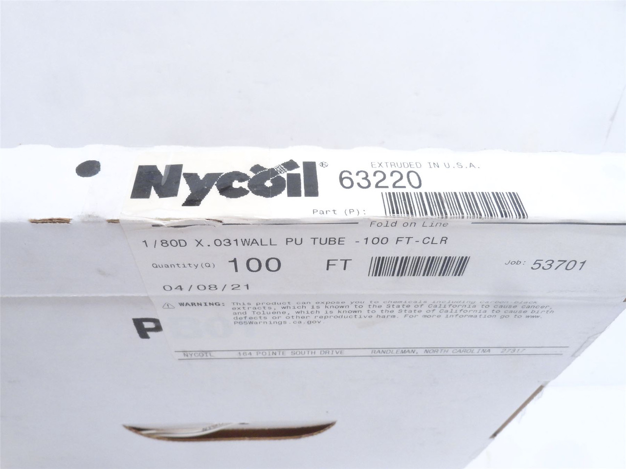 Nycoil 63220; Box-100'; Clear Air Hose; 1/8"OD x 031" Wall
