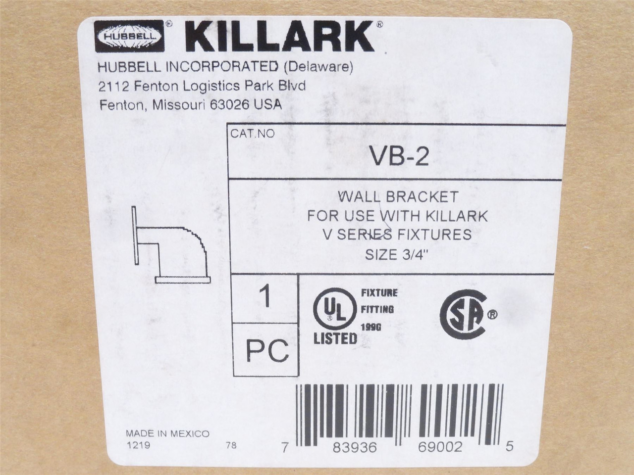 Killark VB-2; Hazardous Location Wall Bracket; 90Deg; 6" Long