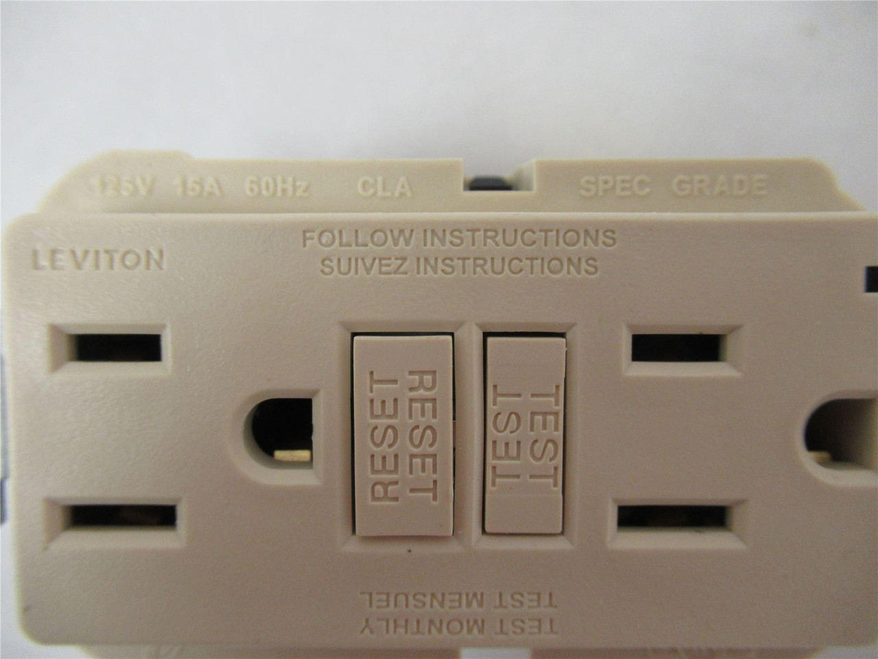 Leviton GFNT1-I; GFCI Receptacle 15A NEMA 5-15R - Ivory  125V