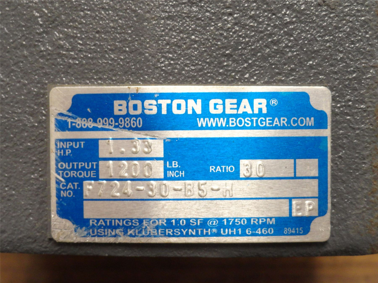 Boston Gear F724-30-B5-H; Gear Speed Reducer; RA; 30:1 Ratio