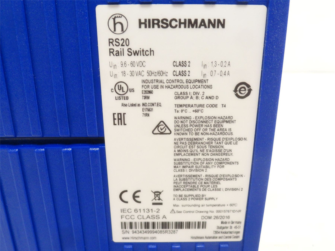 Hirschmann RS20-2400T1T1SDAUHH; Fast Ethernet Switch; RJ45