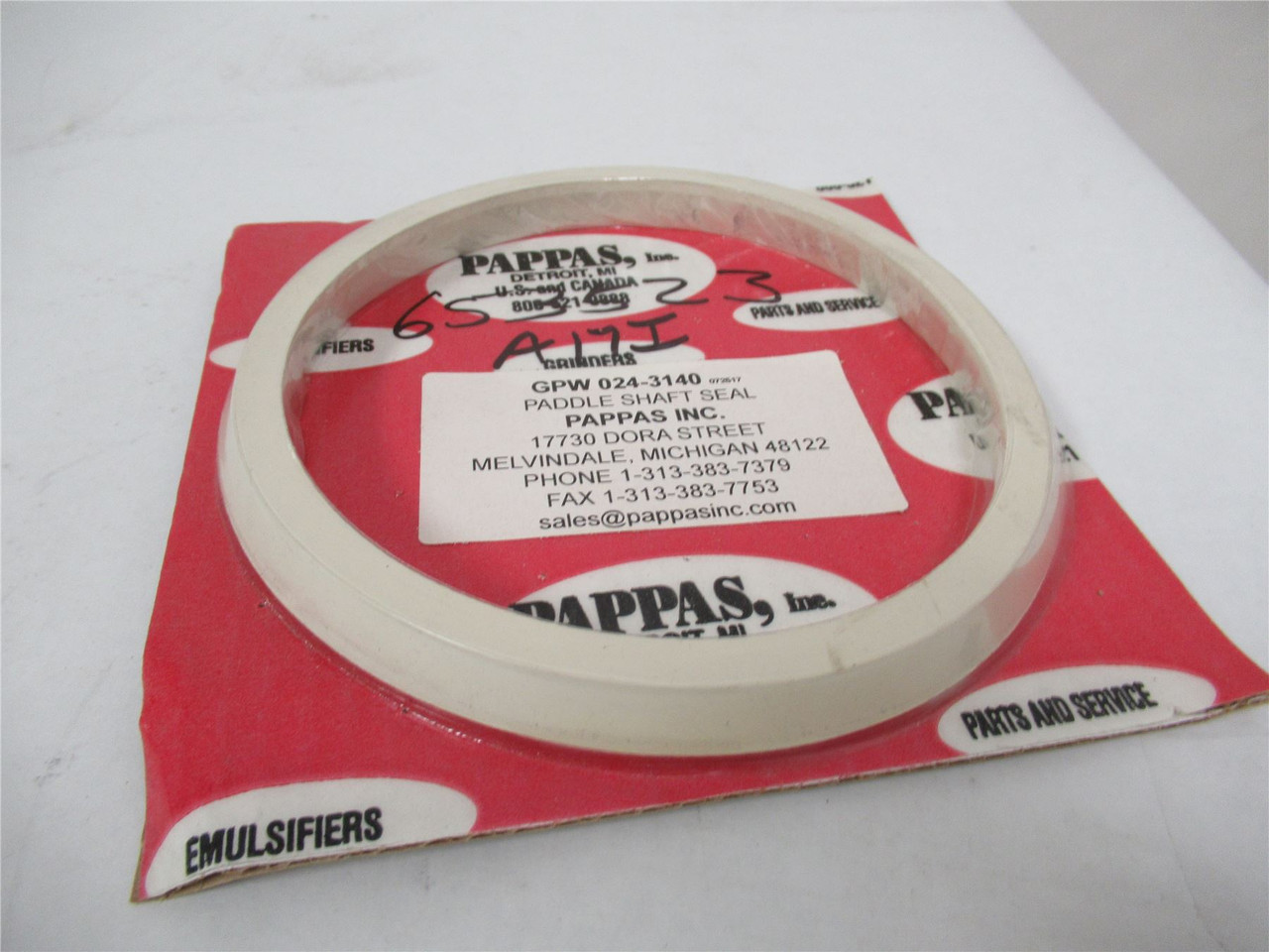 Pappas Inc GPW 024-3140; Paddle Mixer Seal 7" OD