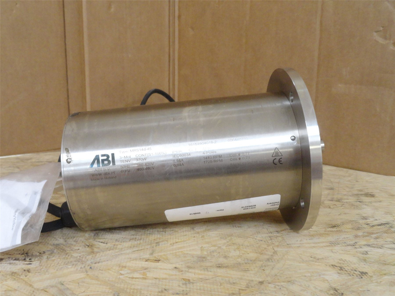 ABI MRS14D-45; AC Motor; SS; 0.37kW; 400-480V; 1725RPM; 3-Ph