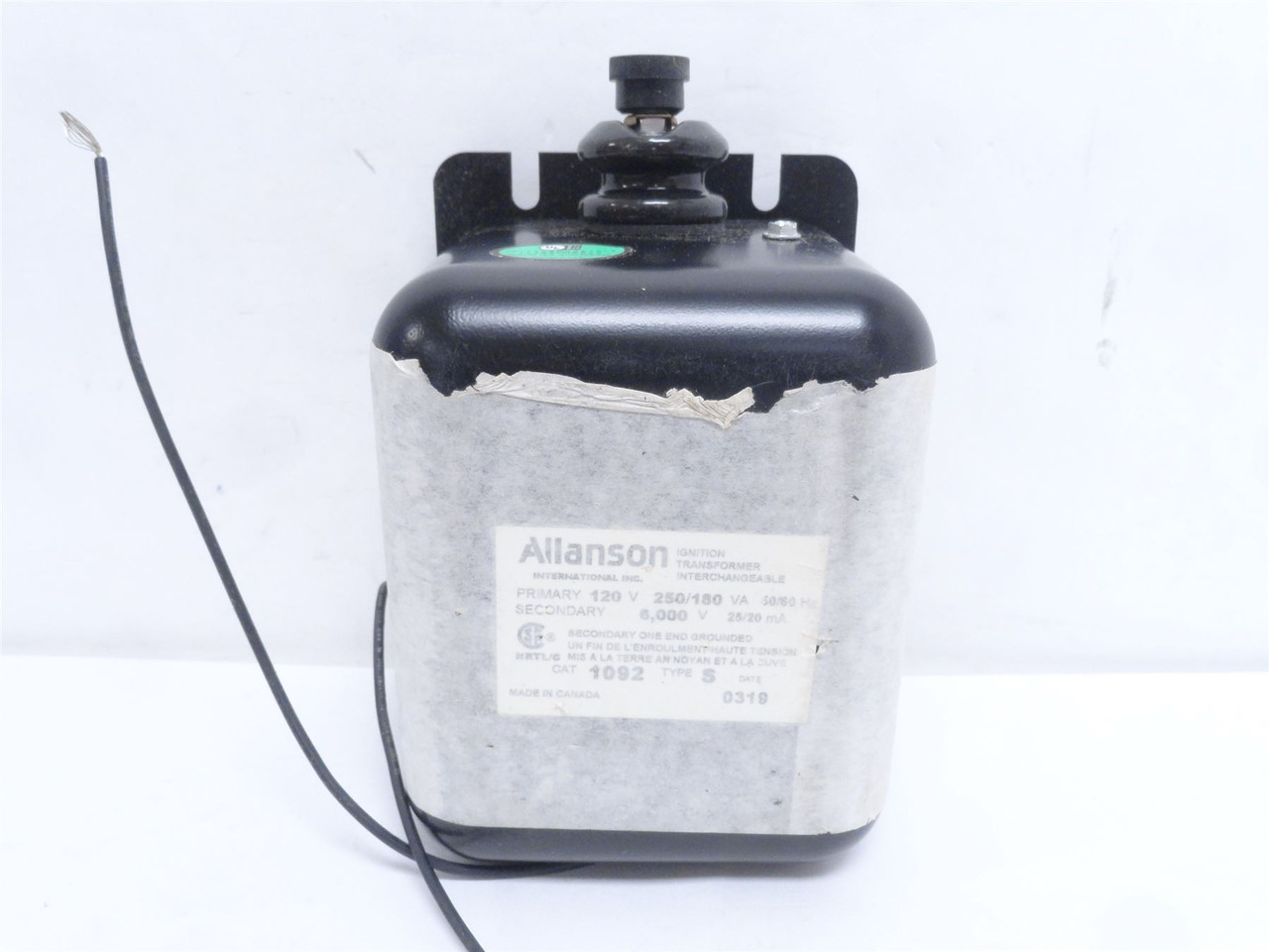 Allanson 1092-S; Gas Burner Ignition Transformer 120V Primary
