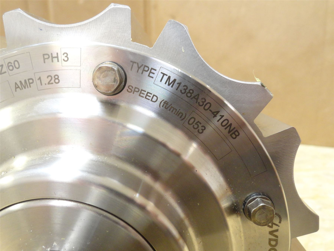 VanderGraaf TM138A30-410NB; Drum Motor 1HP 480V 13-1/8"W