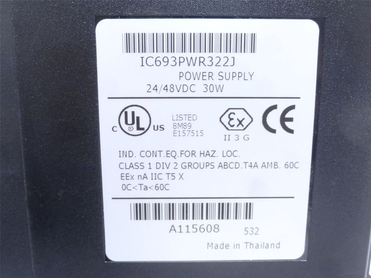 GE Fanuc IC693PWR322J; Power Supply; 24/48VAC; 30 Watts