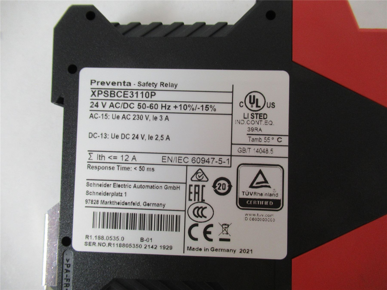 Schneider XPSBCE3110P; Relay2 Hand 24Vac/dc Type IIIC 2NO/1NC