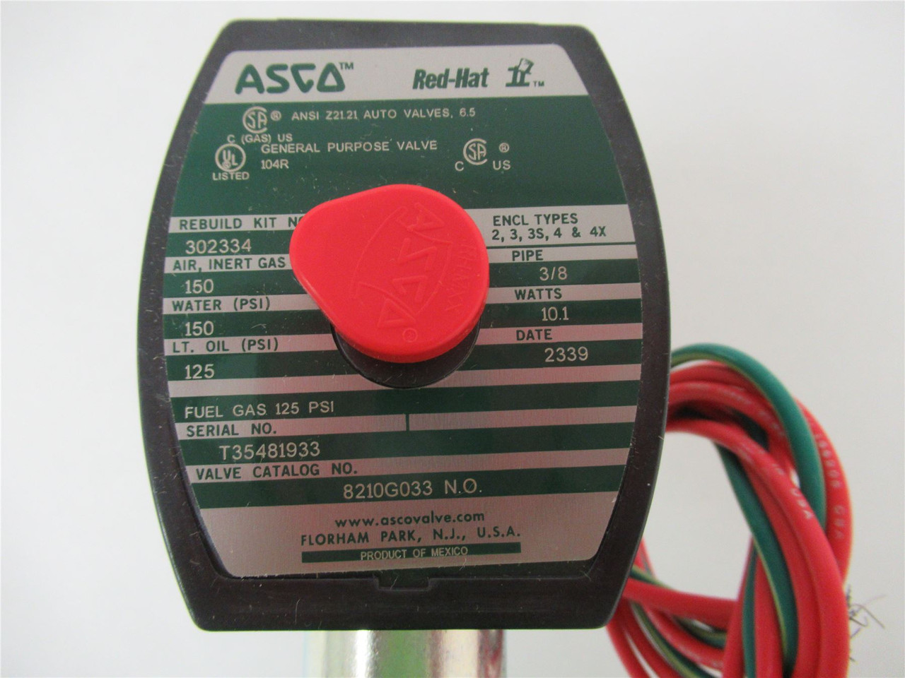 Asco 8210G033.N.O; Solenoid Valve 2 Way 120/60;110/50