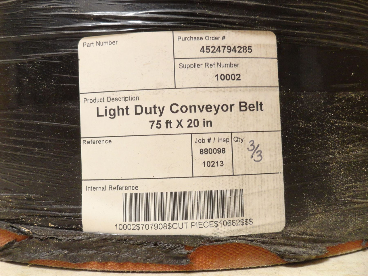 Chemprene MDL-UNKN-250699; Lot-3 Conveyor Belt 20"W x 200'L