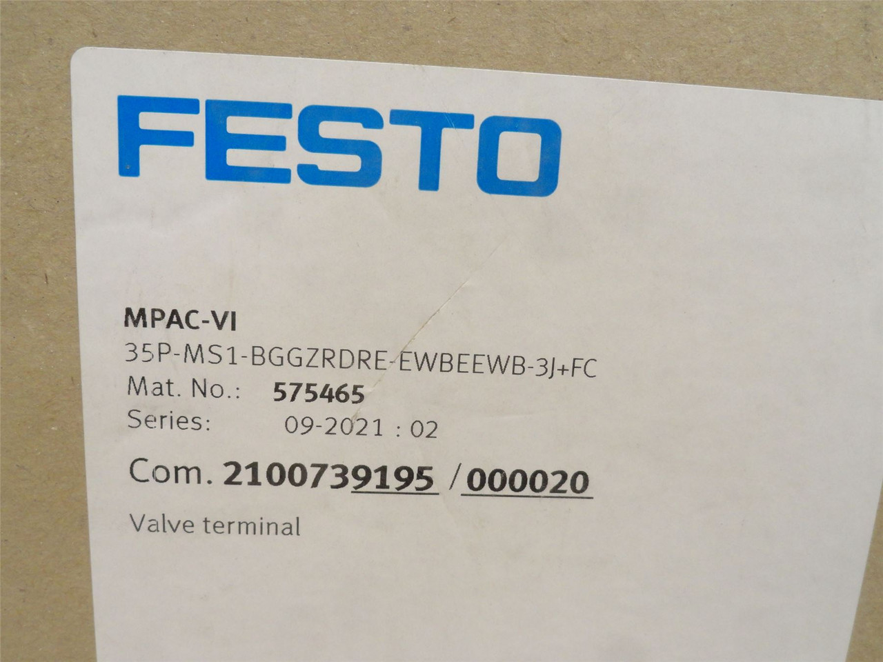 Festo 35P-MS1-BGGZRDRE-EWBEEWB-3J+FC; Valve Manifold 575465