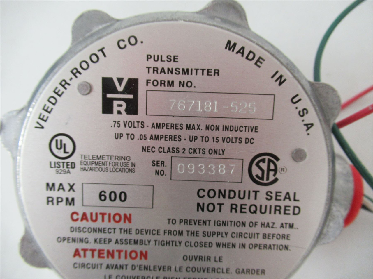 Veeder-Root 767181-525;  PULSE TRANSMITTER .05AMP 75V 15VDC