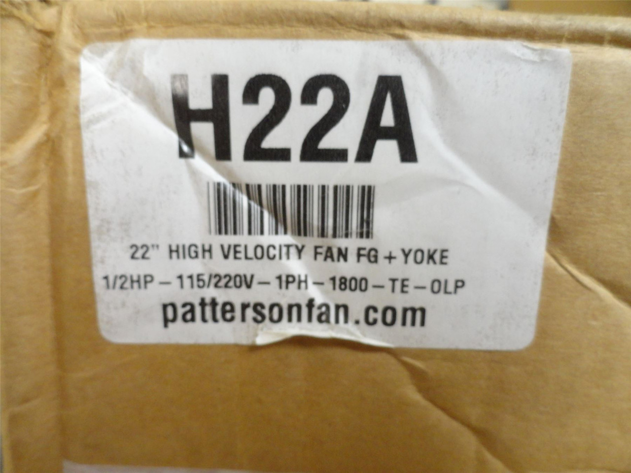 Patterson H22A; High Velocity Drum Fan; W/Yoke Mount; 115VAC