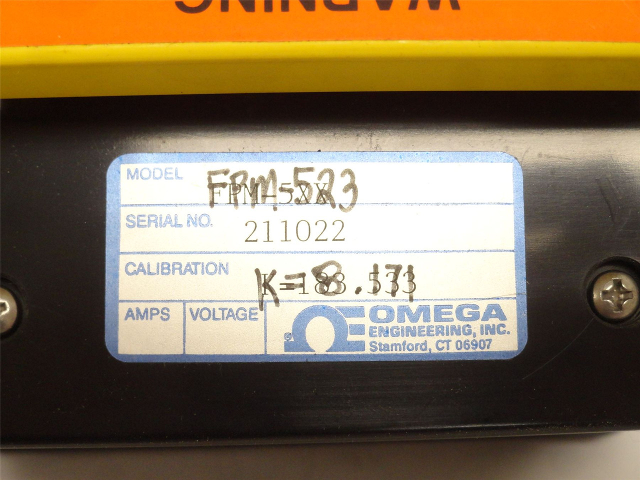 Omega FPM-523; ACCUM-U-FLO Flowmeter; 0-800GMP; 12VDC